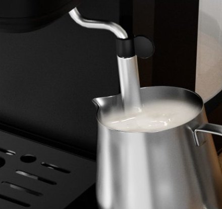 Milk frothing Insert the steam nozzle into the milk and adjust the steam knob Milk frothing Insert the steam nozzle into the milk and adjust the steam knob