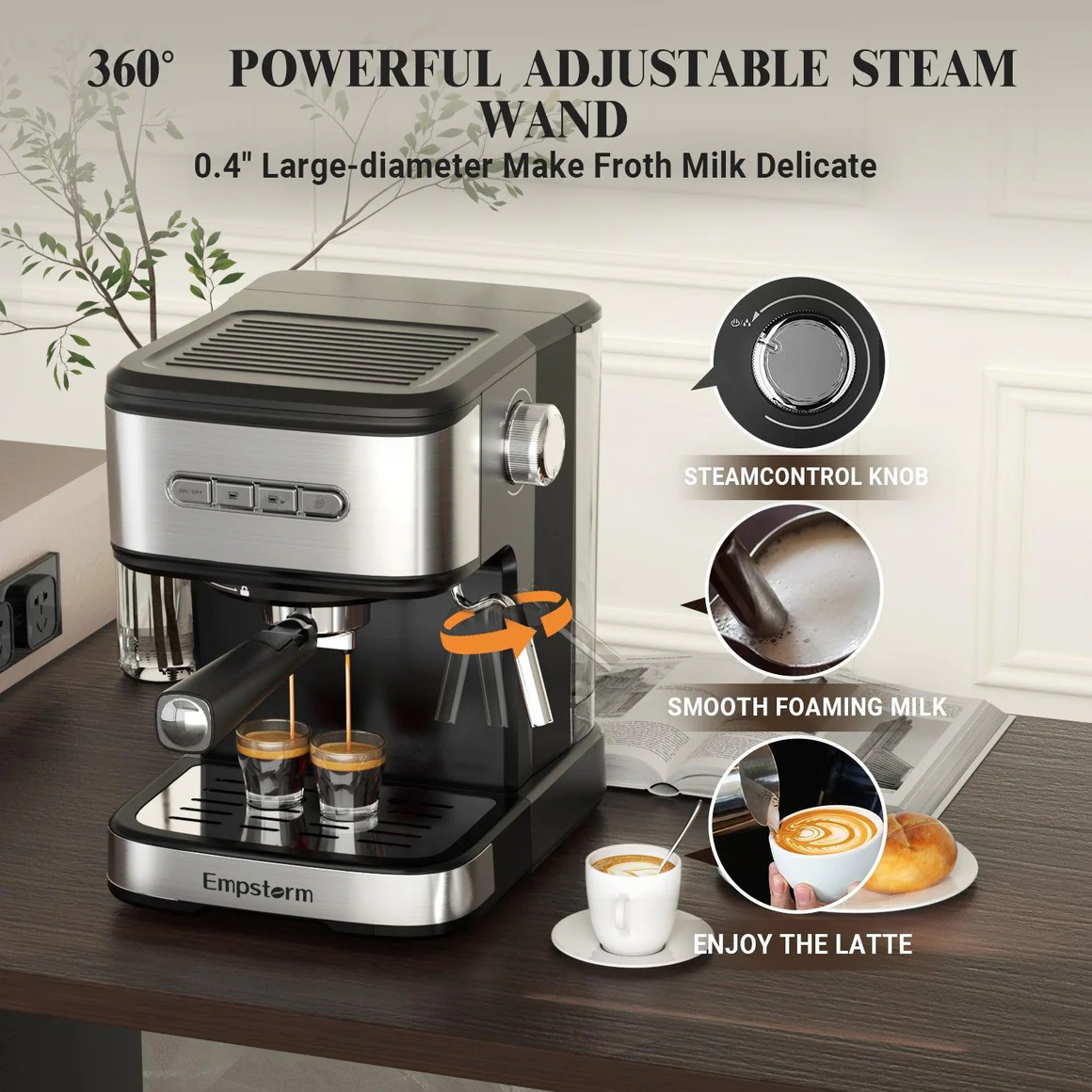 coffee pod machine and milk frother