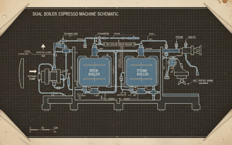 Close-up of a digital PID temperature controller on a commercial espresso machine