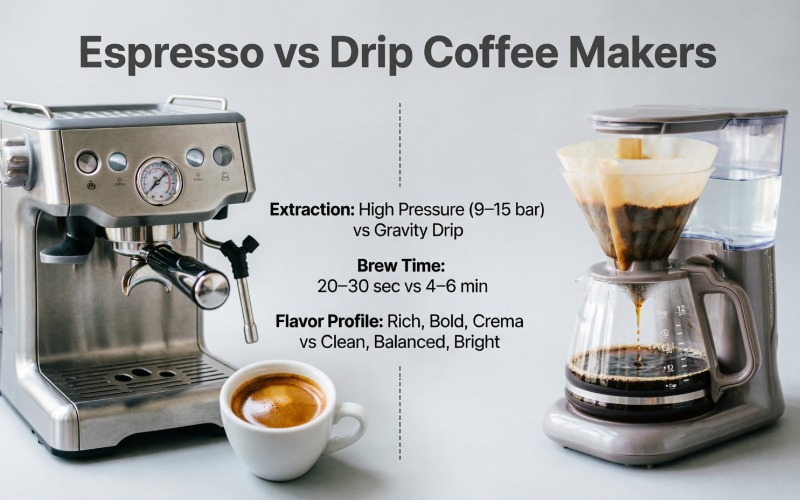 Espresso Coffee Machines vs. Drip Coffee Makers