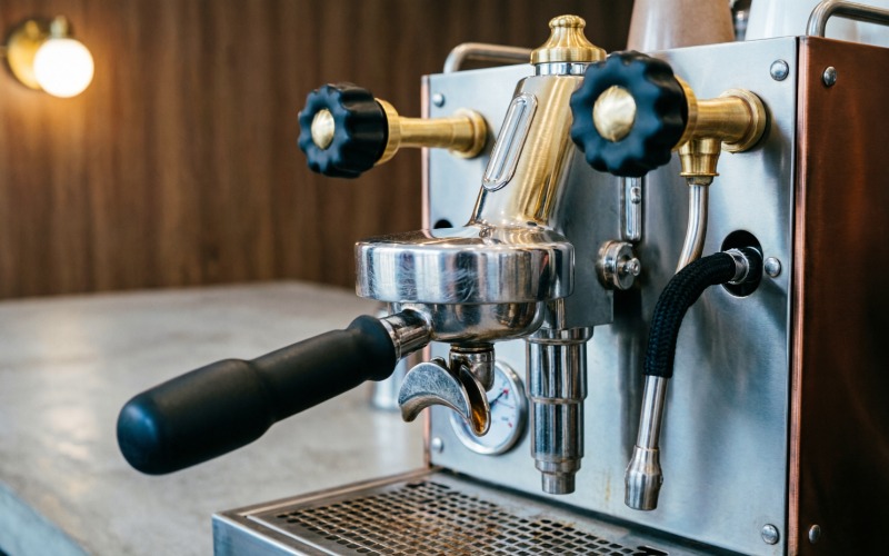 Manual espresso machine with lever and portafilter
